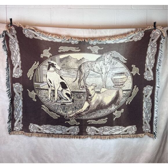 Vintage 1990s Greyhound Tapestry Blanket - Picture 1 of 7